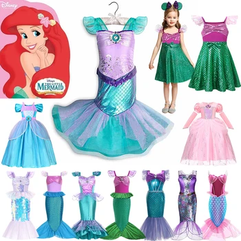 Dekleta Little Mermaid Cosplay Kostum Otroci Rojstni dan noč Čarovnic Princesa Obleke Otrok Poletje Ariel Carnival Party Obleke, 2-10T