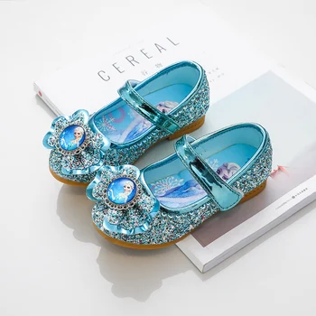Dekliški čevlji Zamrznjene Elsa Princesa Oblikovalec Kristalno Ravno Čevlji Otroci Bling Zdrsne na Baby Dekleta Čevlji Otrok Stanovanj mary jane čevlji