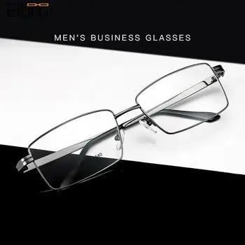 Elbru Titanove Zlitine Očala Electroplated Metal Spektakel Okvir Ravno Ogledalo Presbyopia Okvir Retro Kvadratnih Poslovnih Moških Očala