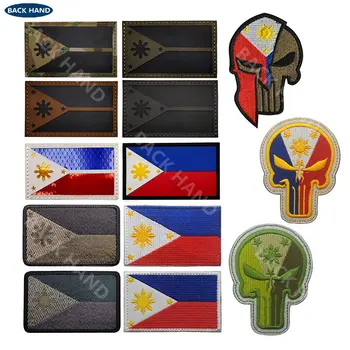 Filipinski zastavo Obliži Zapestnica Vezene Obliž Kavljem & Zanke Vezenje Značko Vojaške Trak PVC Simbol za Zunanja Orodja