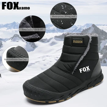 Fox xamo Zimske Nepremočljive Kolesarjenje Sneg Škornji Toplo Plišastih Gleženj Škornji na Prostem Superge Delo Visoke Kakovosti Plus Velikost Moški Škornji