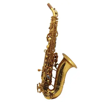 glasba nemški slog zlato lak ukrivljen sopranski saksofon s graviranje