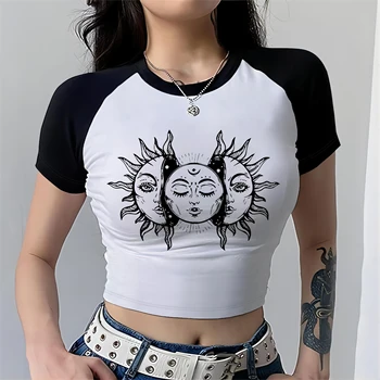 Gothic sonce raglan kratek rokav T-shirt