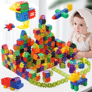 Hiša Črkovanje Puzzle Igrače, Plastični Gradbeni Bloki Mesto DIY Ročno Sestavljeni s Otroci Darila