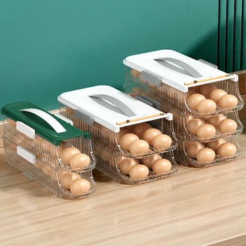 Jajce Škatla za Shranjevanje Plastičnih Organizator Vozni Stran Posodo Multi-layer Hladilnik Imetnik Pladenj Organizacije Kuhinjski Pribor