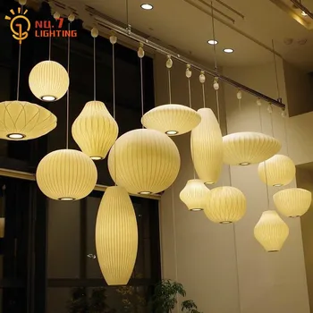 Japonski Minimalističen Design Belo Svilo Obesek Luči LED E27 Domu Dekorativni Visi Svetilka, Restavracija, Kuhinja Otok Študija Salon