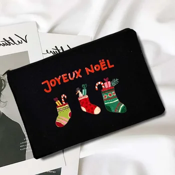 Joyeux Noël Ženske Kozmetike Vrečko Santa Claus Organizator Srčkan Risanka Torbici Moda Platno Ličila Vrečko Božično Darilo