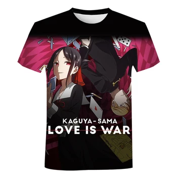 Kaguya Sama T-Majice Anime Ljubezen Je Vojna 3D Print Majica s kratkimi rokavi Moda Otroci Priložnostne Fantje Dekleta Unisex Prevelik Krog Vratu Tshirt Tees