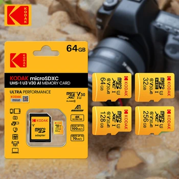 Kodak Micro SD 128GB 32GB 64GB 256GB U3 Micro SD Kartico SD/TF Flash Kartice Pomnilniško Kartico 32 64 128 gb microSD za Telefon