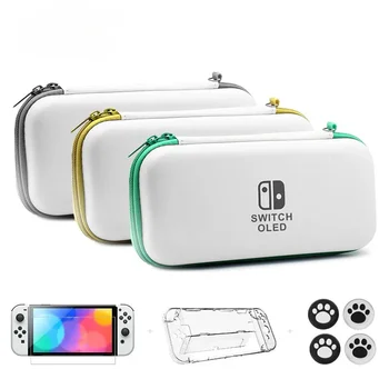 Kovček Združljiv-Nintendo Stikalo OLED Shranjevanje Zaščitna Težko Pokrivajo Kristalno Lupine Za Preklop Oled Dodatki