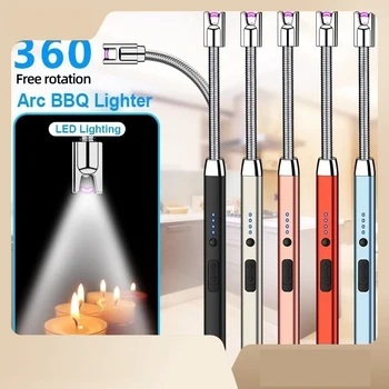 Kuhinja Bistvenih Orodij, LED Osvetlitev Eno Loka Windproof Pulse USB Sveča Plinski Štedilnik Dolgo Bar Vžigalno 360-Stopinjski Cev Lažji