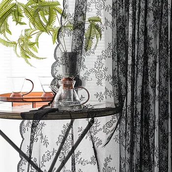 Luksuzni American Gothic retro osnove pletene čipke črnega Cvetlični spalnica, balkon živo soba dekorativni particijo zaveso okna zaslona