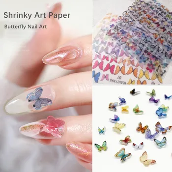 Majhen Ljubek Metulj Toplote Skrči Stanja Shrinkable Papir Stanja DIY Ročno Toplote Shrinkable Stanja Nail Art Craft