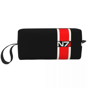 Masa Učinek N7 Emblem Ličila Vrečko za Ženske Potovalni Kozmetični Pripomočki Srčkan Vojaško Zavezništvo Video Igre Shranjevanje Toaletne Torbe