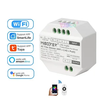 Miboxer Tuya WiFi AC Triac Dimmer 110V AC 220V 2.4 G Pritisni in LED krmilnik Deluje Z Alexa googlova Domača stran Smart Življenje App za LED Svetilke