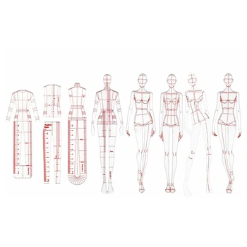 Modne Ilustracije Vladarji Risal Predloge Vladar Šivanje Humanoid Vzorci Design Oblačila Za Merjenje,Kombinacija