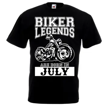 Moški Majica S Kratkimi Rokavi 2019 Moda Natisnjeni T-Shirt Čistega Bombaža Moške Biker Legende So Rojeni V Juliju T Shirt Motocikla Motociklističnega Oče Birthda