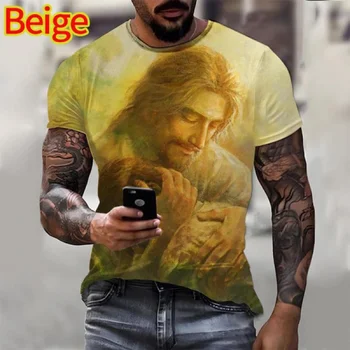 Moški Ženske Jezus 3D Tiskanja T-srajce Moda Kristusa Priložnostne Kratek Rokav Kul T Shirt Harajuku Ulične Vrhovi