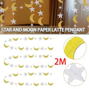 Nov Prihod Zvezda, Luna Venci Banner Dekorativni DIY Stranka, Poroka, Rojstni dan Visi Papir za Transparente, Okrasni Material