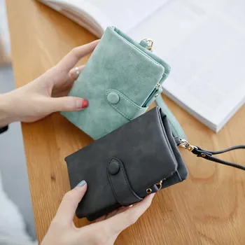 Novo motnega denarnica ženska kratka korejska različica študent majhne sveže in srčkan tri krat multi-card žensk zapestje torbici strani