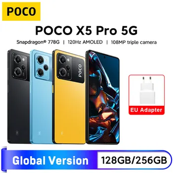 Novo POCO X5 Pro 5G Globalni Različici 128GB/256GB Snapdragon 778G 120Hz Pretok AMOLED DotDisplay 108MP Fotoaparat 67W 5000mAh NFC