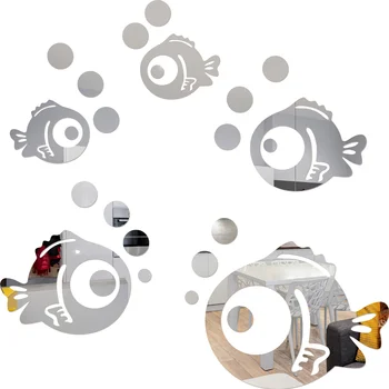 Odstranljiva 3D Ogledalo Nalepke Morska Riba Mehurček Stenske Nalepke Zidana DIY Nalepko Doma Dekor Nalepke Akril Ribe Ogledalo Stenske Nalepke