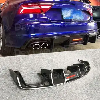 Ogljikovih vlaken Zadnji Lip Difuzor Spojler z Zavorno Luč za Audi S7 Sline Šport 2012-2015 K Slog Avto Odbijača Zaščitnik