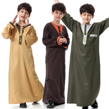 Otroci Oblačila Teens 2023 Nova Barva Thawb Fantje 5-12 Let Nacionalni Thobe Otroci Poletje Folk Obleko Z Dolgimi Rokavi Muslimanskih Robe