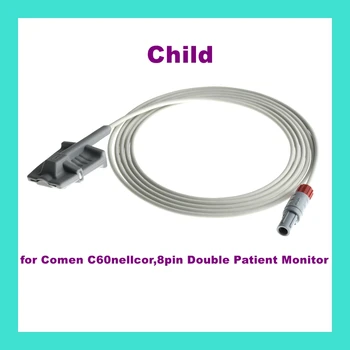 Otrok Prst Posnetek Uho Posnetek Silikonski Dolg Kabel za Večkratno uporabo Spo2 Oxygen Senzor za Comen C60nellcor,8pin Dvojno Monitor Pacienta