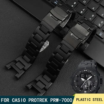 Plastični jekla watch Trak Za Casio PROTREK PRW-7000 PRW7000FC PRW-7000X Watchband Črna