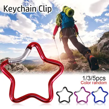 Plezalna Oprema Pet opozoril star-oblikovane Zaponke Keychain Posnetek Keyring Kavljem Aluminija Carabiner Barvo Naključno