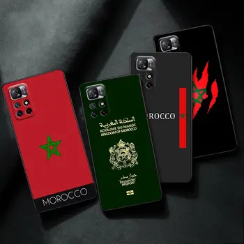 POCO X3 Pro Primeru Za Xiaomi Poco F3 F4 F5 M5s M4 M3 X5 X4 X3 Pro NFC C40 C50 Črn Telefon Primeru Zajema Maroko Zastavo Maroc Potni list