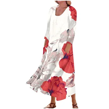 Poletje Obleko Ženske, Modno, Elegantno Priložnostne Cvetlični Cvetlični Natisnjena okoli Vratu Žensk Poletnih Oblačil Za Ženske Vestidos