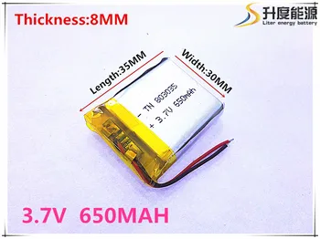 Polimer baterija 650 mah 3,7 V 803035 pametni dom MP3 zvočniki Li-ionska baterija za dvr,GPS,mp3,mp4,mobitel,zvočnike