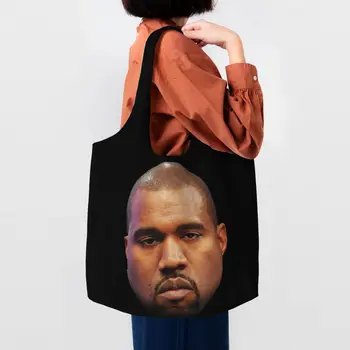 Ponovno Kanye West Smešno Meme Nakupovalna Torba Ženske Ramenski Platno Tote Vrečko Trajne Trgovina Varovanec Vrečke Fotografija Torbice
