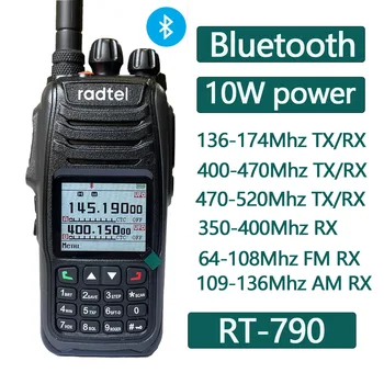 Radtel RT-790 Bluetooth Walkie Talkie 10W Amaterski Ham Radio z Air Band Padalstvo Airsoft LCD Prst PG Motoristična čelada