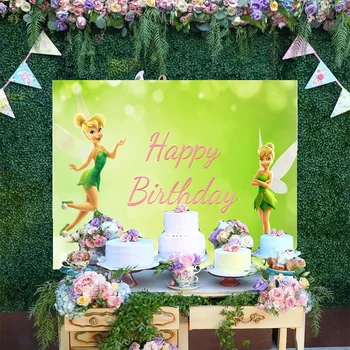 Risanka Zelene Pike Bleščice Ozadje Dekoracijo Disney Srčkan Lemiti Bell Princesa Happy Birthday Party Skrivnostni Svet Ozadju