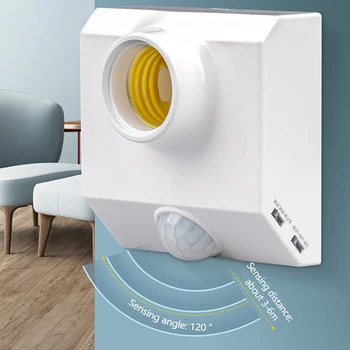 Samodejno Človeško Telo Ir IR Senzor LED Žarnica Svetlobo E27 Znanja okova Zaznavala Svetlobe Socket Adapter Imetnika