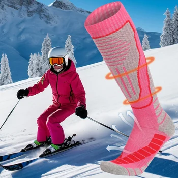 Smučarske Nogavice Debel Bombaž Šport Snowboard Kolesarjenje, Smučanje In Nogomet Nogavice, Ženske Absorpcijo Vlage Visoko Elastična Toplih Nogavic