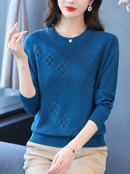 SolidSweater Vrhovi Pomlad Poletje korejske Modne Ženske Oblačila z Dolgimi Rokavi Pulover Potegnite Femme ženski Puloverji
