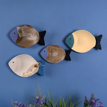 Sredozemlje lesene ustvarjalne ribe-oblikovan pločevina dekoracijo sten obesek dnevna soba jedilnica ozadju steni visi