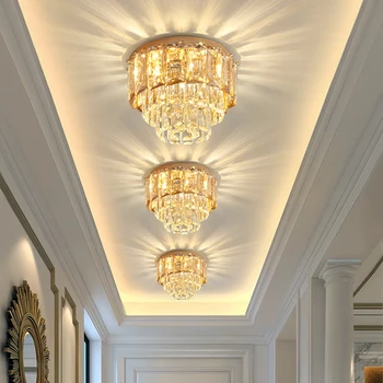 Stropni lestenec sodobnih luksuznih dnevna soba, hodnik kristalno lučka doma dekoracijo garderoba stropna led možnost zatemnitve svetlobe zlato