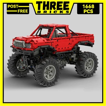 ThreeBricks Moc Gradnike modela Avtomobila Serije Crimson Pošast Tovornjak Tehnologije Opeke DIY Igrače Za Otroke, Otroci Darila Avtomobilov