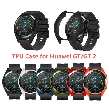 TPU Tanka, Mehka Zaščita Odbijača Watch Okvir Primeru Kritje za Huawei-Watch GT2 46mm Screen Protector Primeru Zajema Pametno Gledati Dostop