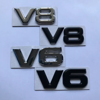 V6, V8 Črke 3D Kovinske Nalepke Avto Motor Emblem Značko Trunk Nalepke Za Mercedes BMW, Audi, Ford, Nissan Toyota Avto Deli