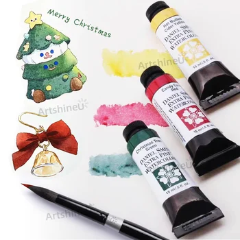 Vesel Božič Akvarel DANIEL SMITH in PAUL RUBENS 3 Barve Self Ujemanje za Umetnike, Študente, Risanje ustvarjalce