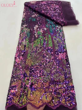 Visoka Kakovost Modnih Francoski Vezenje Bleščica Čipke Tkanine Afriške Nigerijski Čipke Tkanina Za Poročne Obleke