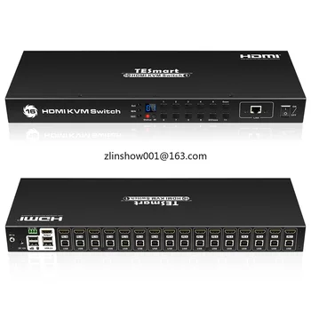 Vroče Prodaja Preko Ip 4K USB HDMI KVM Preklopnik 16 Vrata v 1 Izhod RS232 LAN Vmesnik HDMI Stikalo