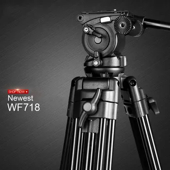 WF718 Strokovno Foto Video Stativ Fotoaparata DSLR Heavy Duty Stojalo s Tekočino Glavo za Canon, Nikon, Sony Video Kamere