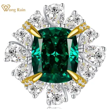 Wong Dež 925 Sterling Srebro Zdrobljenega Ledu Emerald Cut Citrine Visoko Vsebnostjo Ogljika Diamanti Gemstone, Fine Nakit, Poročni Prstan Na Debelo